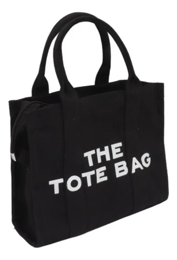 Bolso Cartera Tote Bag De Tela Color Negro Tamaño Grande