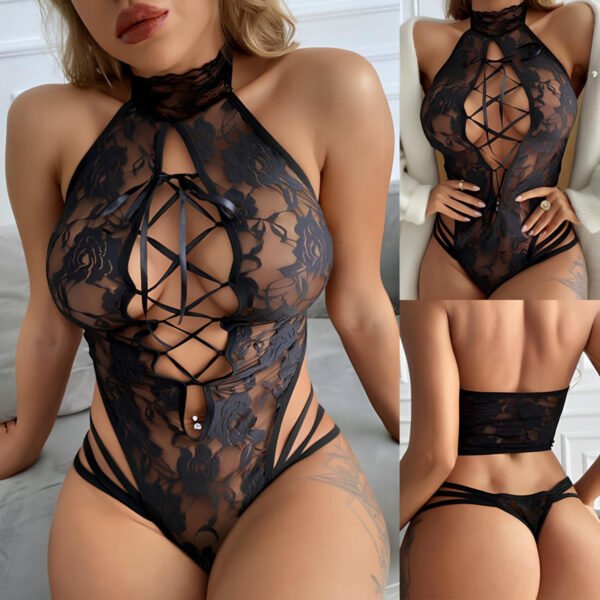 Body Encaje Lencería Femenina Super Sexy Color Negro Body Encaje - Imagen 5