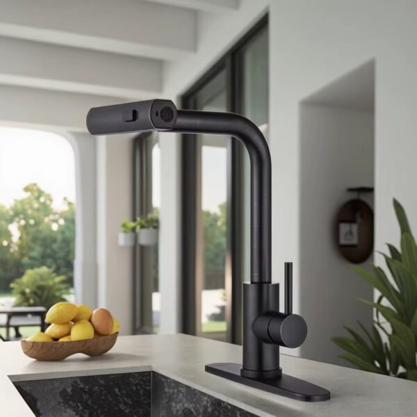 Griferia Cocina Monocomando Canilla Extensible Plata O Negro Negro