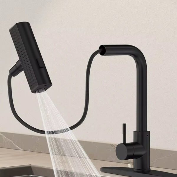Griferia Cocina Monocomando Canilla Extensible Plata O Negro Negro - Imagen 3