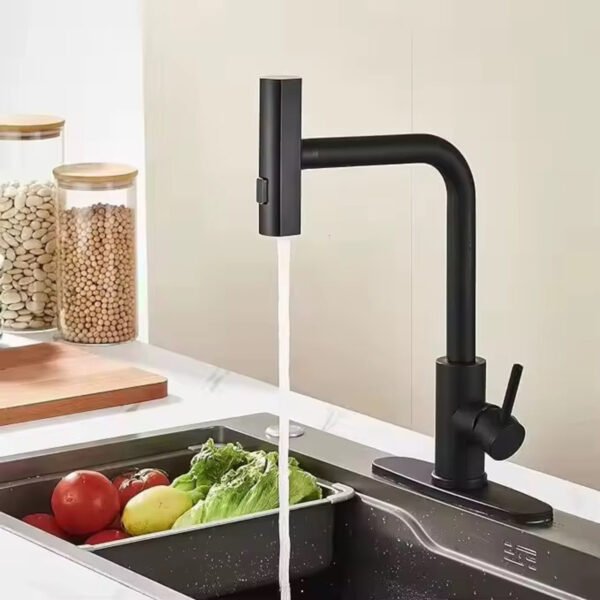 Griferia Cocina Monocomando Canilla Extensible Plata O Negro Negro - Imagen 4