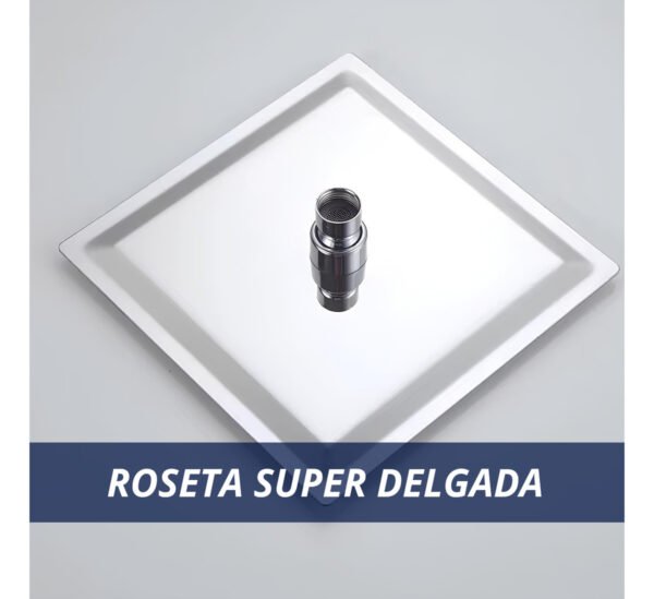 Barral De Ducha Roseta Cuadrada Y Telefono Acero Inox Color Plateado - Imagen 4