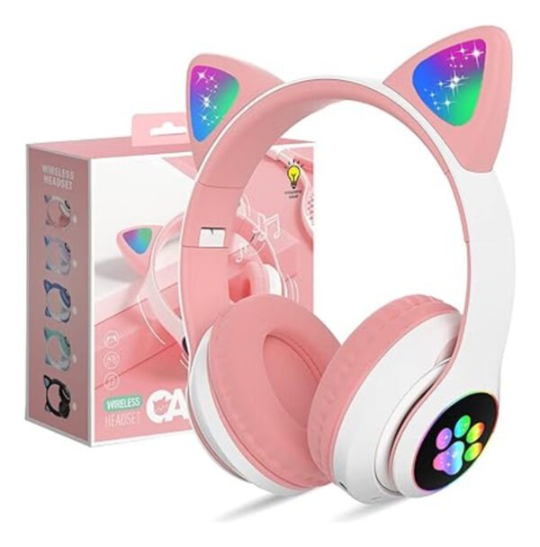 Auriculares Bluetooth Infantil Orejas Gatito Luz Rgb Colores - Imagen 2