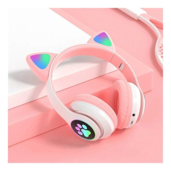 Auriculares Bluetooth Infantil Orejas Gatito Luz Rgb Colores - Imagen 4