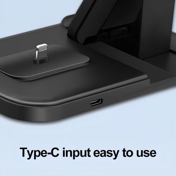 Cargador Inalámbrico 3 En 1 Con Base 15w Compatible Iphone Negro - Imagen 5