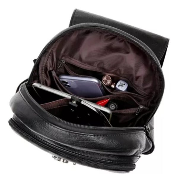 Mochila Mujer Dama Moderna Urbana Importada Eco Cuero Negra - Imagen 4