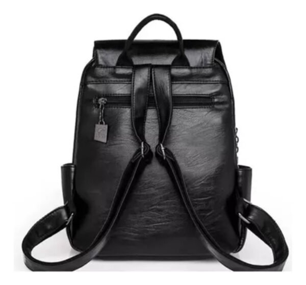 Mochila Mujer Dama Moderna Urbana Importada Eco Cuero Negra - Imagen 5
