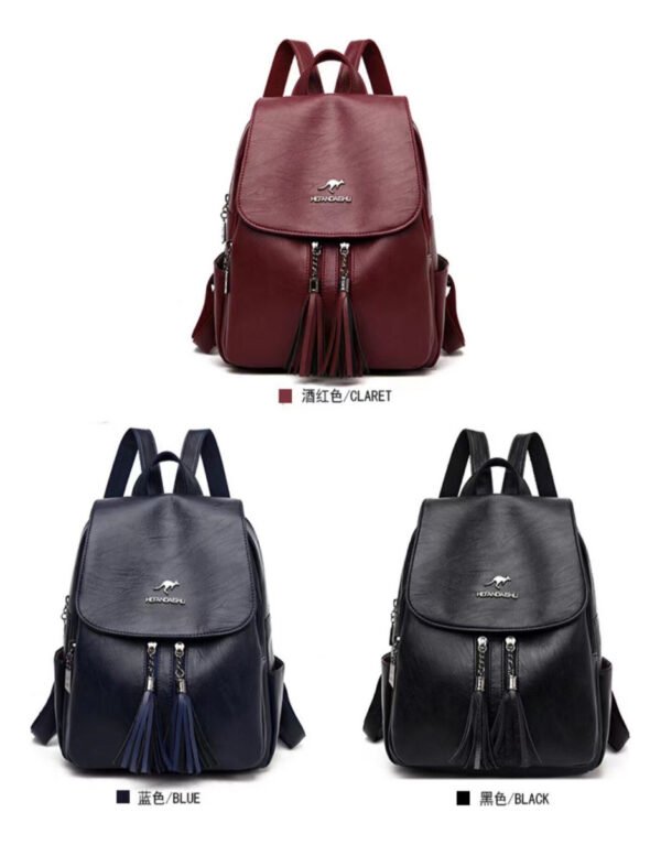 Mochila Mujer Dama Moderna Urbana Importada Eco Cuero Negra - Imagen 6