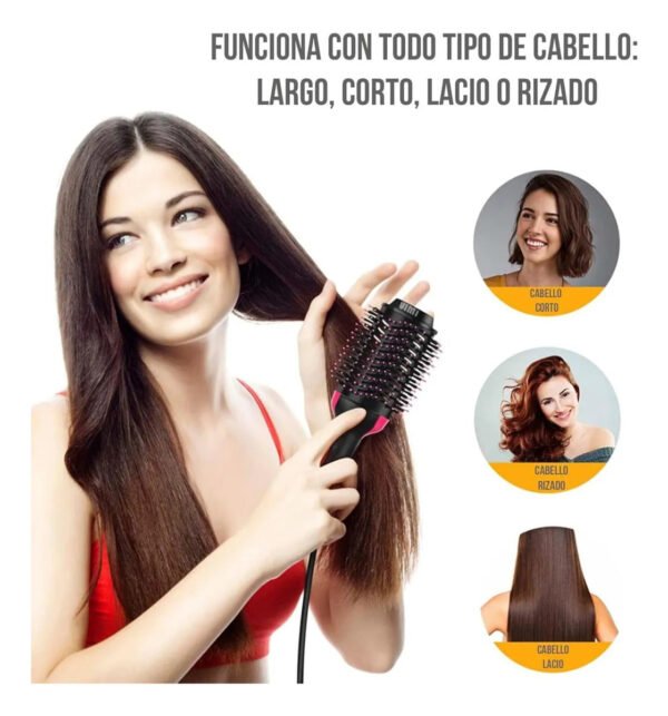 Cepillo Peine Alisador Secador 360o Brushing Anti Frizz Negro - Imagen 2