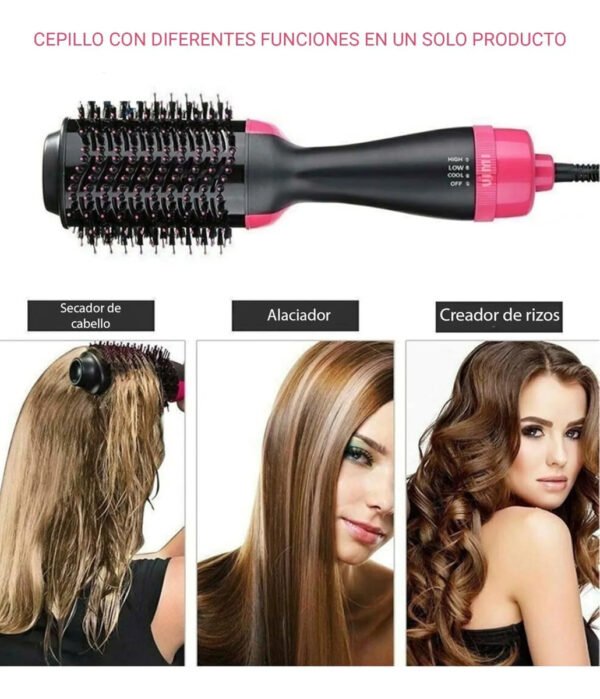 Cepillo Peine Alisador Secador 360o Brushing Anti Frizz Negro - Imagen 3
