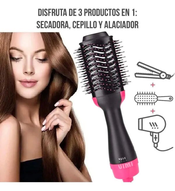 Cepillo Peine Alisador Secador 360o Brushing Anti Frizz Negro - Imagen 8