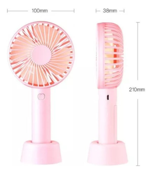 Ventilador De Mano Portátil Con Base Y Pila Recargable Celeste - Imagen 3