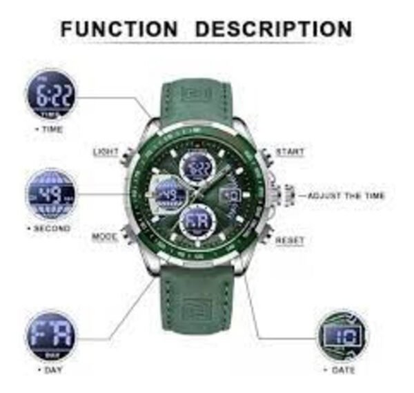 Reloj Naviforce 9197 Hombre Malla Cuero Análogo Digital Led - Imagen 3