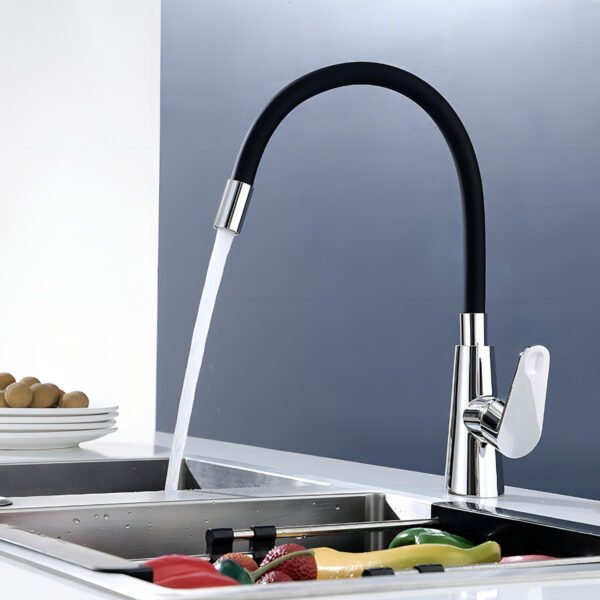Monocomando Canila Frio/caliente Pico Flexible Para Cocina Negro Mate - Imagen 2