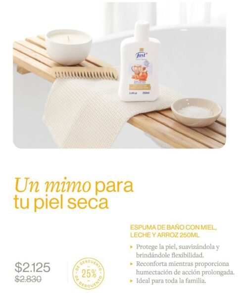 Espuma de baño con Miel, Leche y Arroz