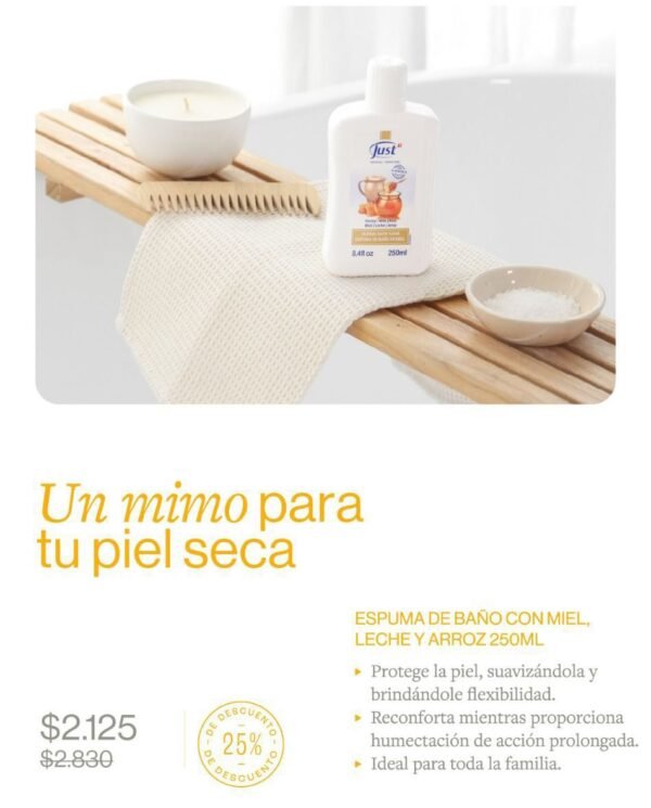 Espuma de baño con Miel, Leche y Arroz