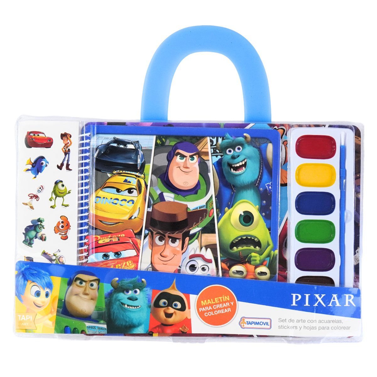 SET DE ARTE CON ACUARELAS STICKERS Y HOJAS PIXAR