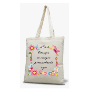 Tote Bag Bolsa Cartera De Tela Estampado Personalizado Beige Lisa