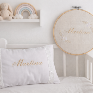 Set De Almohada Y Cuadro Personalizado Bordado Para Bebe