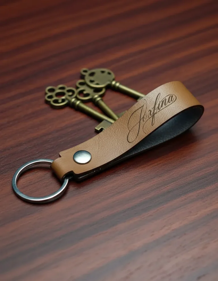 Llavero De Cinta Ecocuero Grabado Laser Personalizado (Pack X10)
