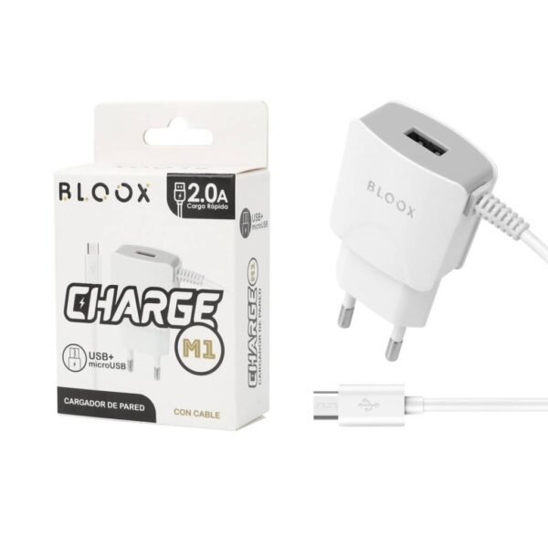 CARGADOR DE PARED CON CABLE MICRO USB + USB