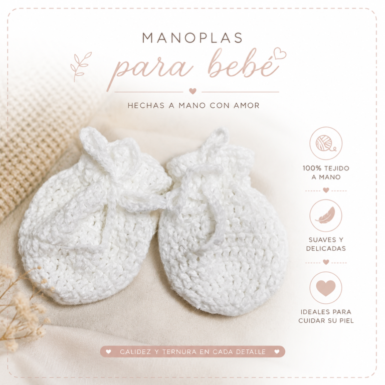 Guantes Manoplas Mitones Lisos Tejidos Crochet Para Bebe