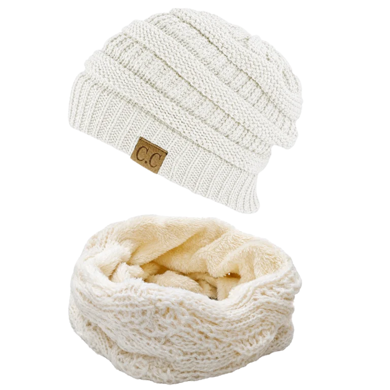 Gorro + Bufanda Cuello Tejido Interior Peluche Unisex