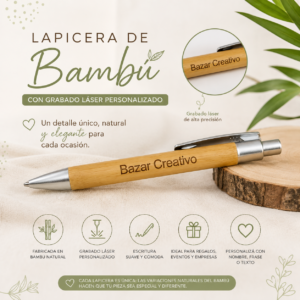 Lapicera Bamboo Grabado Laser Personalizado