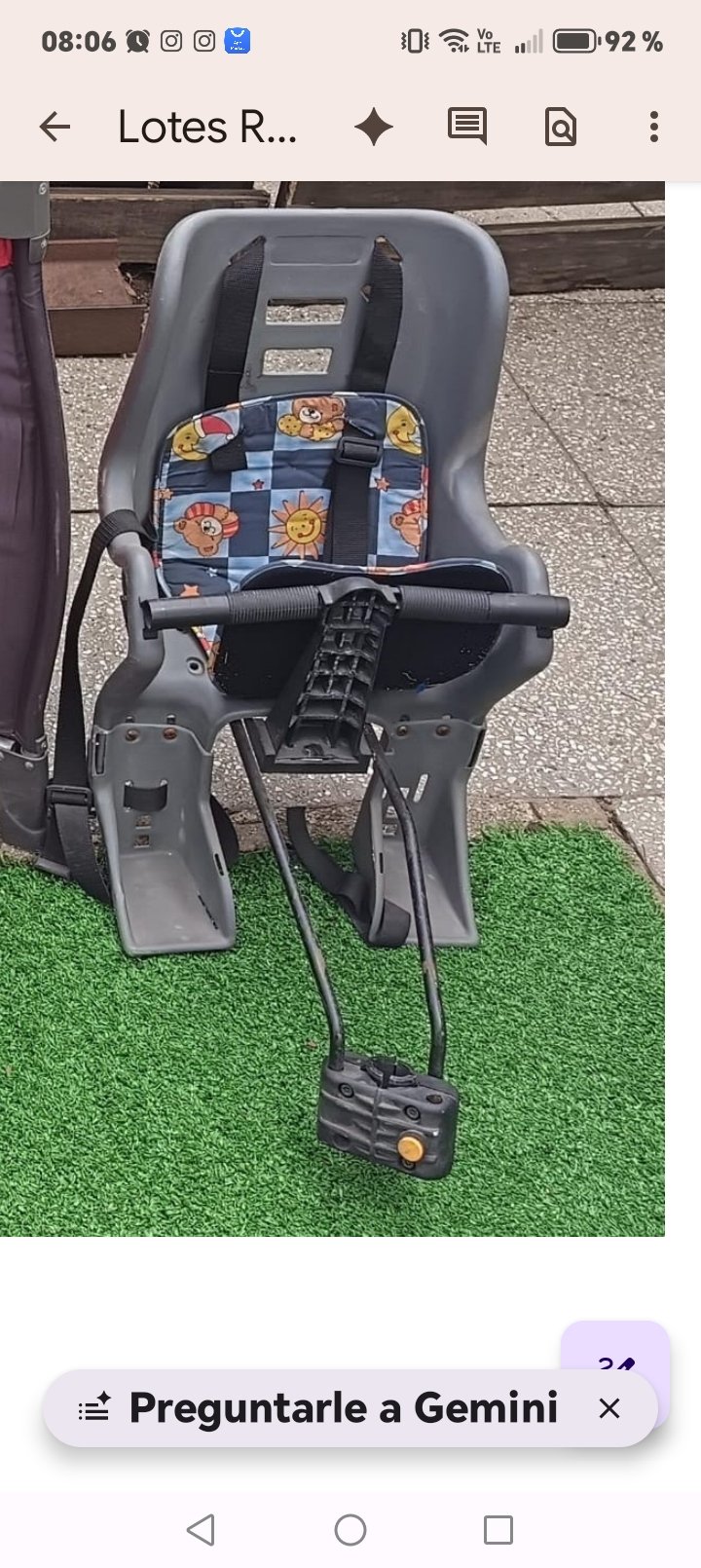 Silla de niño para bicicleta