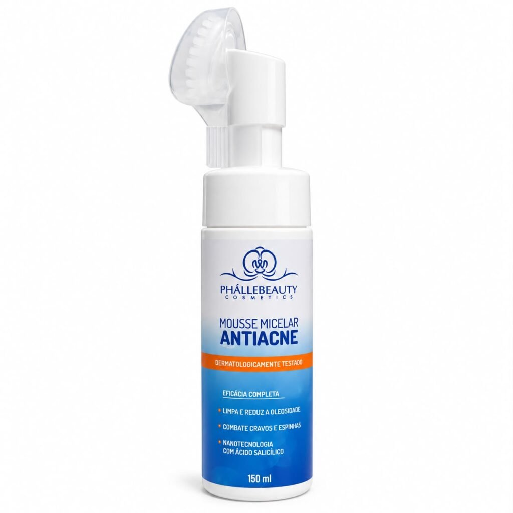Mousse micelar antiacne Pháll Beauty, envase de espuma limpiadora facial